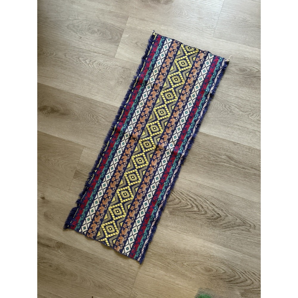 Vintage Guatemalan Textile Weaving Embroidery Runner Handwoven 32”x12”